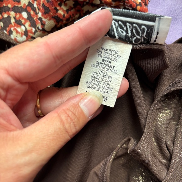 Vintage 90s Brown Metallic V-Neck Fitted Tank Top - Picture 7 of 8